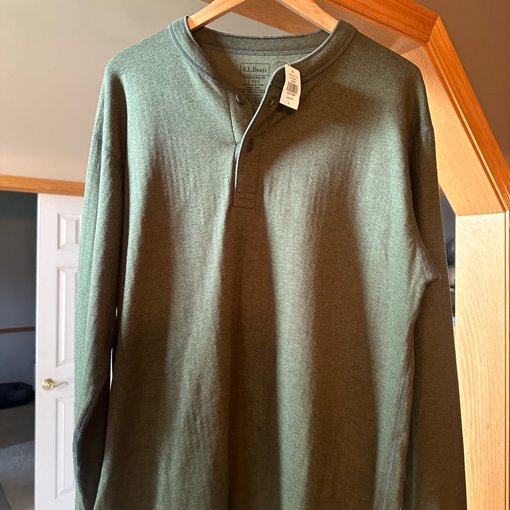 L.L. Bean Men's Green Henley Shirt